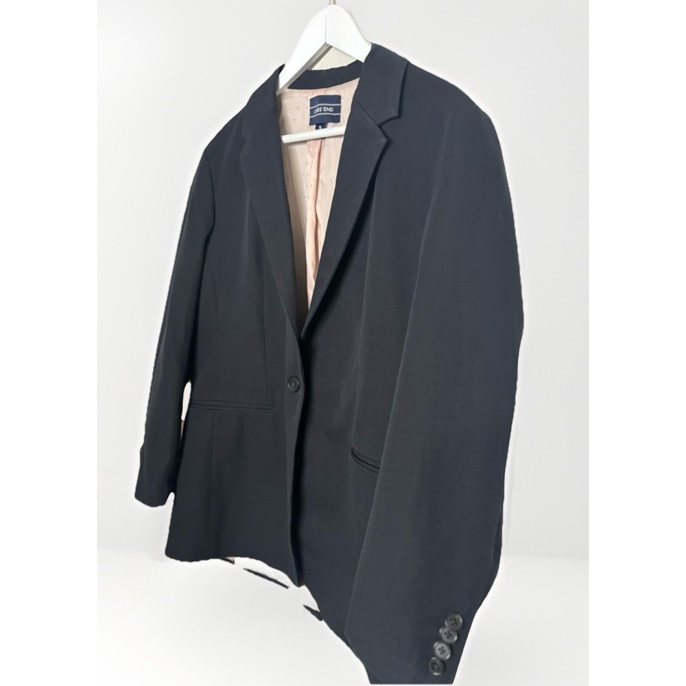 Land's End Women's Size 16 Black One Button Blazer Stretch Spandex - Picture 5 of 10